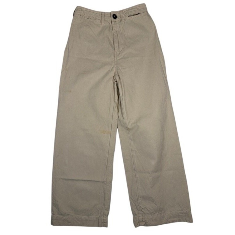 We The Free Pants‎ Womens 26 Wide Leg Beige High Rise Cotton Canvas Flaw